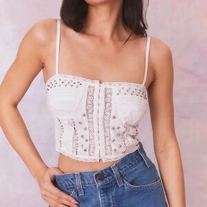 Love Shack Fancy Embellished Rosabella Top Size 2 NWT